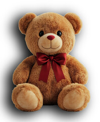 Obraz premium Cute teddy bear soft toy with the red ribbon 5