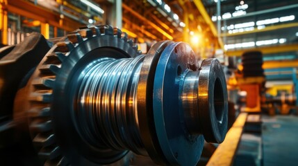 Obraz premium Mechanical Gears in Dramatic Industrial Lighting