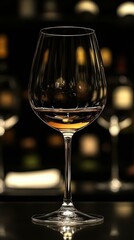 Amber Glass. Elegant crystal wine glass amber drink bar setting close-