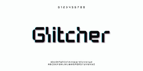 modern purple blue glitch text effect
