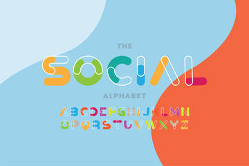 Creative Design vector Font of twisted Ribbon for Title, Header, Lettering, Logo. Funny Entertainment Active Sport Technology areas Typeface. Colorful rounded Letters and Numbers.
