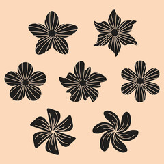 
Flower Silhouette Icons Art Design Collection Set