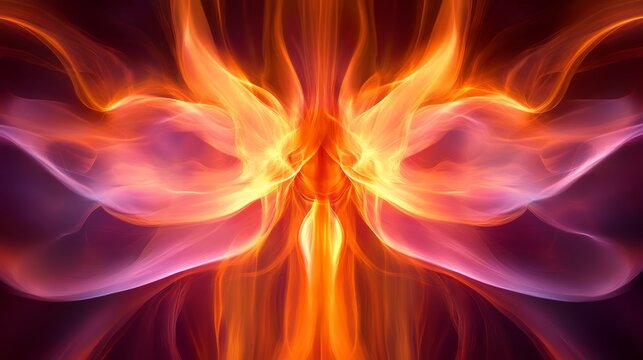 Celestial Dance of Energy A Fiery Cosmic Core, Pulsating Nebula Clouds, Abstract Digital Art