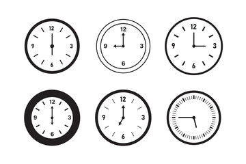 Time and clock icons. Set of black clock, stopwatch, timer, watch icon. Black clock icon collection