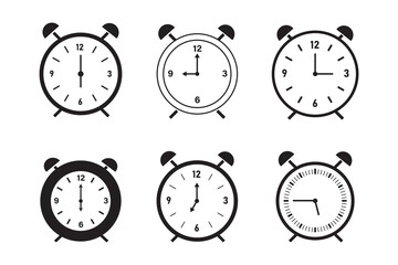Time and clock icons. Set of black clock, stopwatch, timer, watch icon. Black clock icon collection