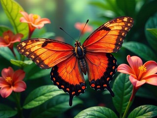 Fototapeta premium Rare Exotic Butterfly in Lush Tropical Jungle - Summer Nature Photography