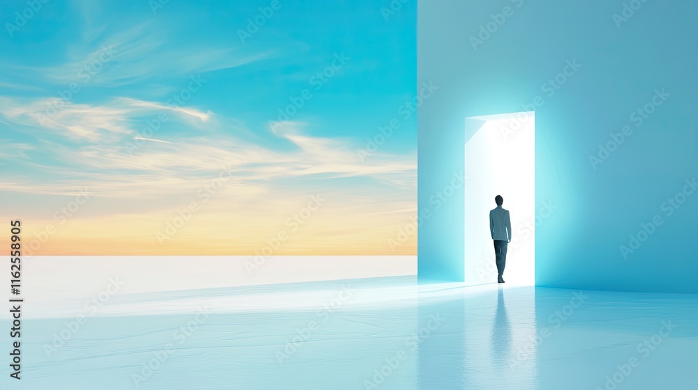 Aufkleber journey through a serene portal into a tranquil existence away from reality's chaos