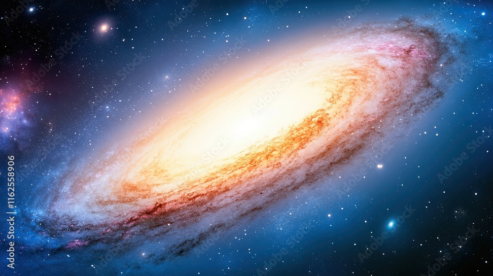Poster journey through a radiant galaxy in a closed universe filled with vibrant cosmic colors