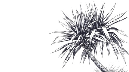 Fototapeta premium Detailed Drawing Of A Yucca Plant On White Background