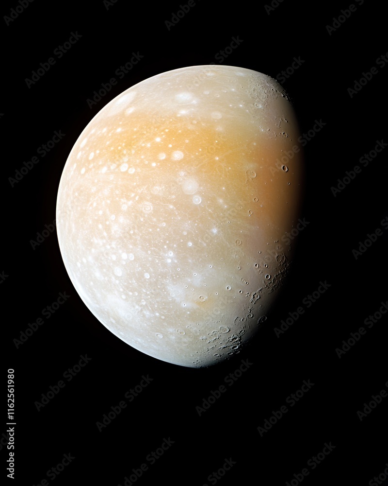Poster discovering the secrets of ganymede, the largest moon in the solar system