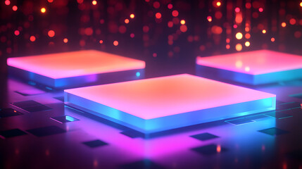 
Abstract floating data panels with glowing holographic text, ai abstract background