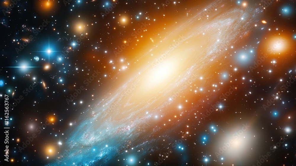 Poster exploring the wonders of andromeda, the largest neighbor of our milky way galaxy