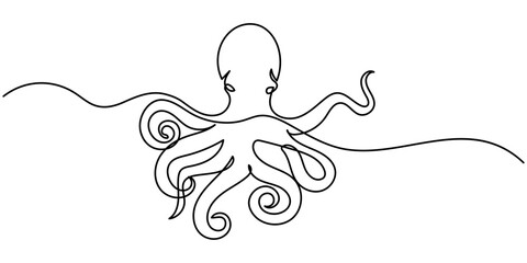 octopus continuous line art drawing style. Minimalist black octopus seafood outline. editable active stroke vector, octopus sketch, drawing by one continuous line, on abstract background vector pro. 