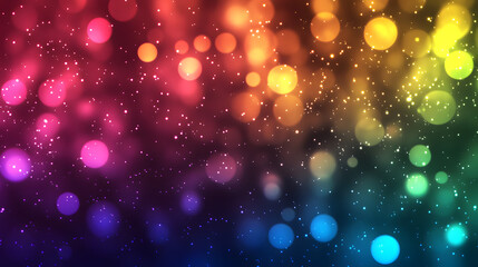 Gradient rainbow background with vibrant glowing outlines, abstract christmas background