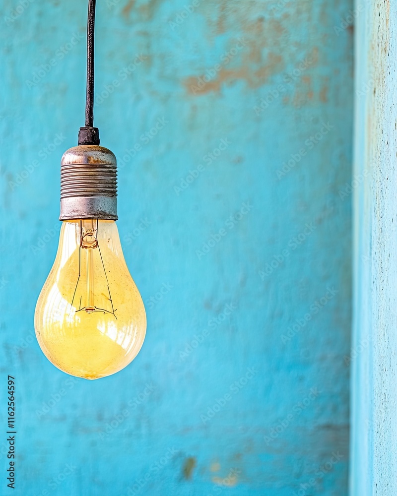 Aufkleber illuminating the moment in a tranquil space with a glowing light bulb against a blue backdrop