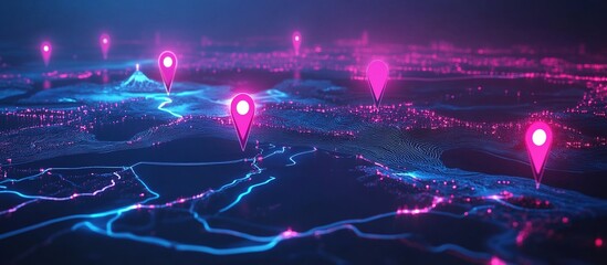 Fototapeta premium Global Network Map with Location Markers.