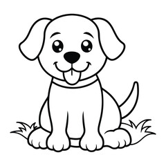Line art design of a happy cartoon puppy.eps