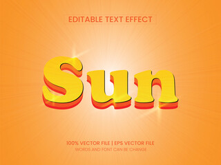 Editable text effect modern colorful 3d typography Sun and minimal font style and EPS file.