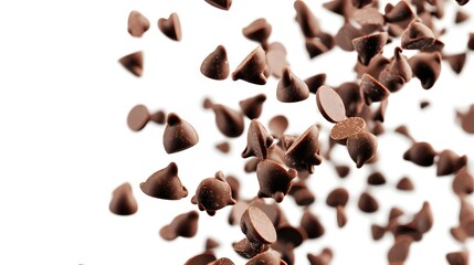 Obraz premium Chocolate Chips Falling Through The Air