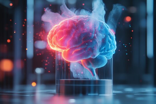 A vibrant image of neurons firing in a glowing brain, illustrating cleverness and high cognitive activity