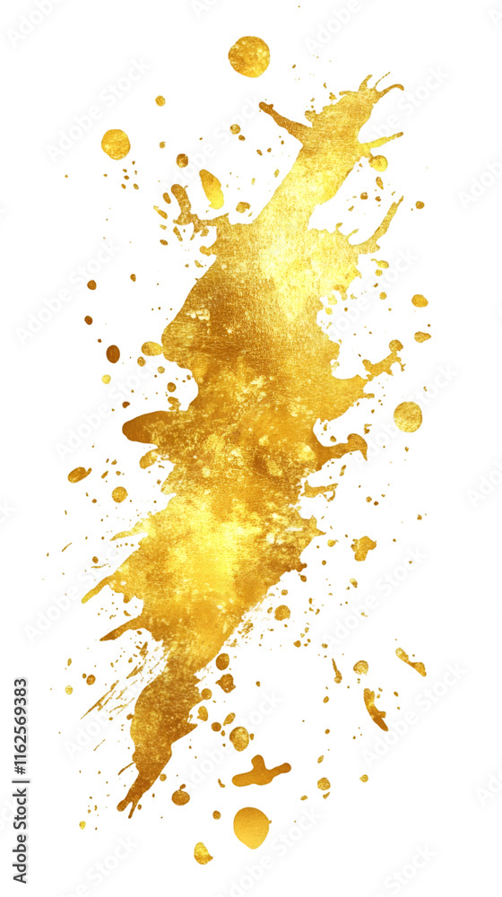 Aufkleber Gold paint splashing, creating an abstract design with dynamic movement and texture, isolated on transparent background, perfect for adding a touch of luxury