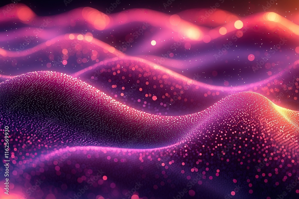 Poster abstract pink and purple particle wave background tech design energy concepts