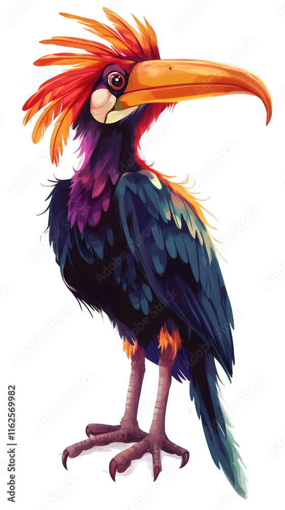 Poster vibrant sulawesi hornbill displaying distinctive colorful feathers against transparent backdrop