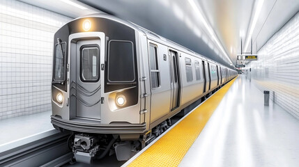 Wide angle view of an underground subway platform