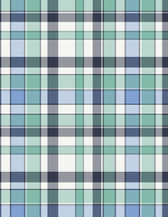 Plaid fabric pattern, blue, brown, cream, seamless for textiles, and for designing clothes, skirts or decorative fabrics. Vector illustration.