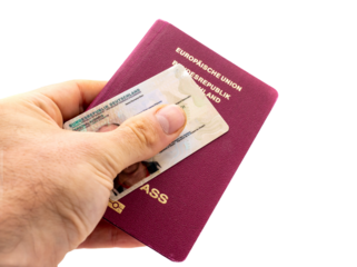 German passport with ID card isolated on transaprent background