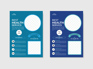 Modern medical and clinic flyer design template.