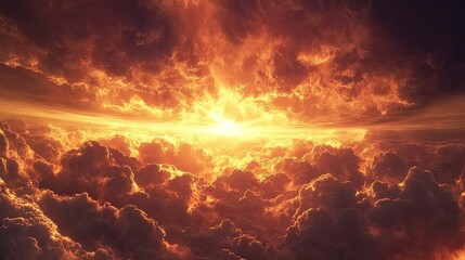 Fototapeta premium Dramatic cloudy sky with rays of sunlight breaking through the gaps