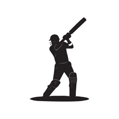 Obraz premium cricket player batsman cartoon character icon silhouette vector art flat design