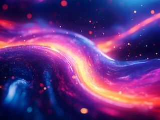 Abstract Glowing Neon Swirls with Dynamic Lighting Effects, Futuristic Vibrant Design Featuring Twisting Cosmic Energy Waves in a Dark Fantasy Backdrop