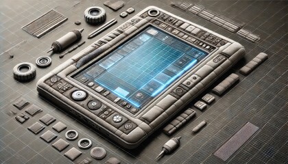 A playful design of a tablet entirely made of plush fabric.