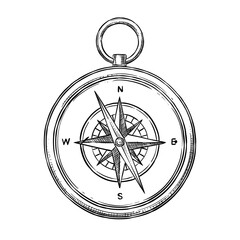compass vector line art hand drawn illustration © Garage graphic.std
