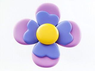 3D icon of a cute flower with vibrant colors