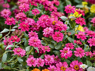 Close up to the beautiful fresh blooming flowers in the farm