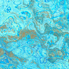 Abstract Marble texture. Fractal digital Art Background. High Resolution. Turquoise texture with gold veins. Can be used for background or wallpaper