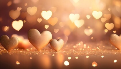Romantic Golden Hearts Glitter Background Valentine s Day