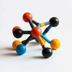Molecular structure made from Plasticine modeling clay isolated on white background