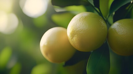 Ripe Citrus Fruits Growing On A Tree Branch