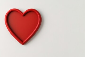 Obraz premium minimalist red heart-shaped frame centered on smooth white background with delicate shadows for contrast