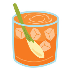 Jamu Kunyit Asam or Turmeric Tamarind Herbal Drink Illustration