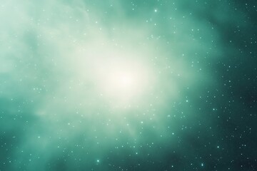 Obraz premium close-up of glowing cluster of white and teal stars radiating through soft lavender and cobalt gradients with blurred