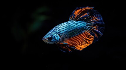 Fototapeta premium Vibrant Blue and Orange Betta Fish