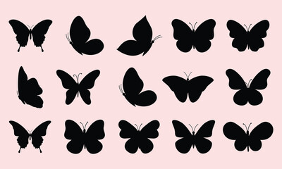 Fototapeta premium Butterfly swarm silhouette background