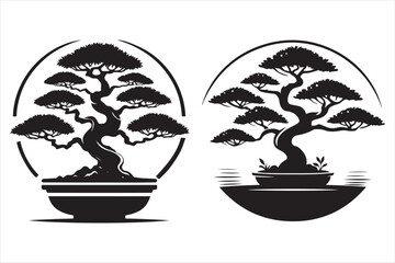 Elegant Silhouette Bonsai Tree Design
