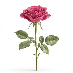 Fototapeta premium A beautiful purple rose with vibrant petals and lush green leaves, perfect for romantic or floral themed projects.