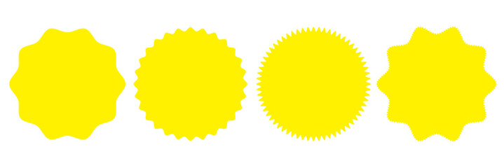 Set of vector starburst, sunburst badges. Vintage labels. Colored stickers. A collection of different types.